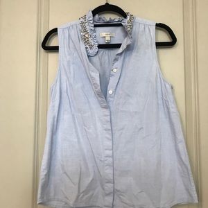 J.Crew Sleeveless Top with Jeweled Collar